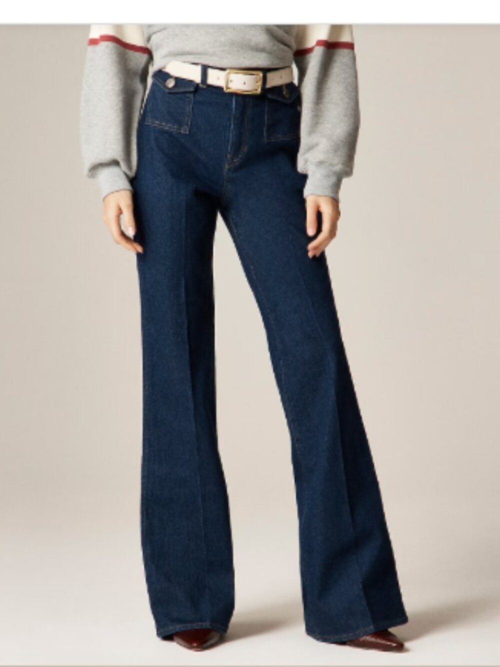 NWT J. Crew Vintage Flare Jean Flap Pockets Denim Retro Size 33